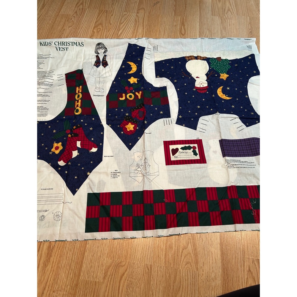 Kids Christmas Vest Sewing Fabric Panel Cut & Sew XS-L Dreamspinners Holiday